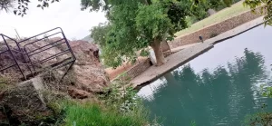 Diving board above the water at Gorgo Catalán