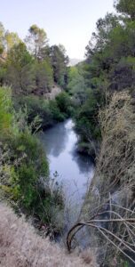 The first section of water at the southern end of the Barranco de la Encantada is long and wide