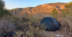 Wild camping above the Barranco de la Encantada