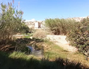 Building and pool inside of the canyon