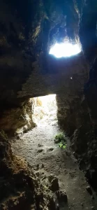 Looking out of the door of the second unnamed cave