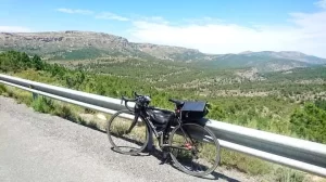 Solar charger outdoor gear attached to bike bag