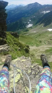 Funky leggings high up in the mountains