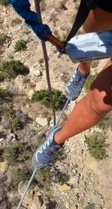 my SALOMON trainers on a Via Ferrata